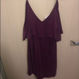 Purple/maroon strappy + off the shoulder dress